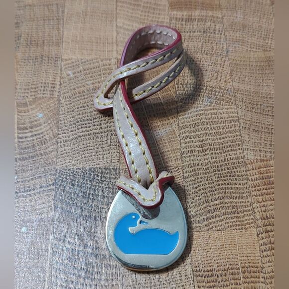Dooney & Bourke blue duck key tag fob purse charm leather EUC - Picture 1 of 5